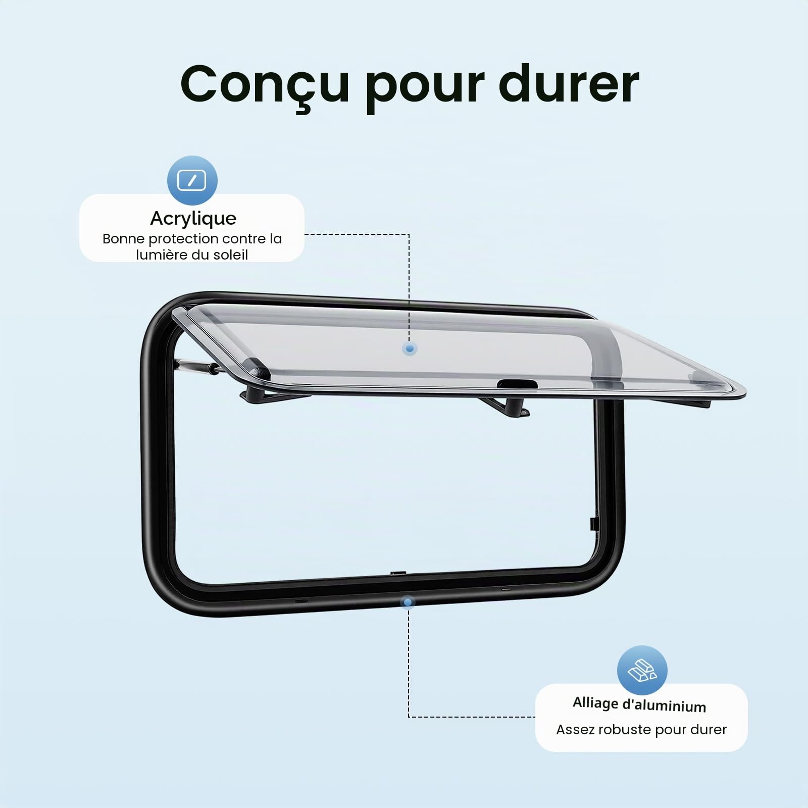 Fenêtre battante pour camping-car - 700 x 400 mm - Avec rideaux de protection solaire et moustiquaire - Pour camping-car, caravane, fourgon, van - 700 x 400 mm