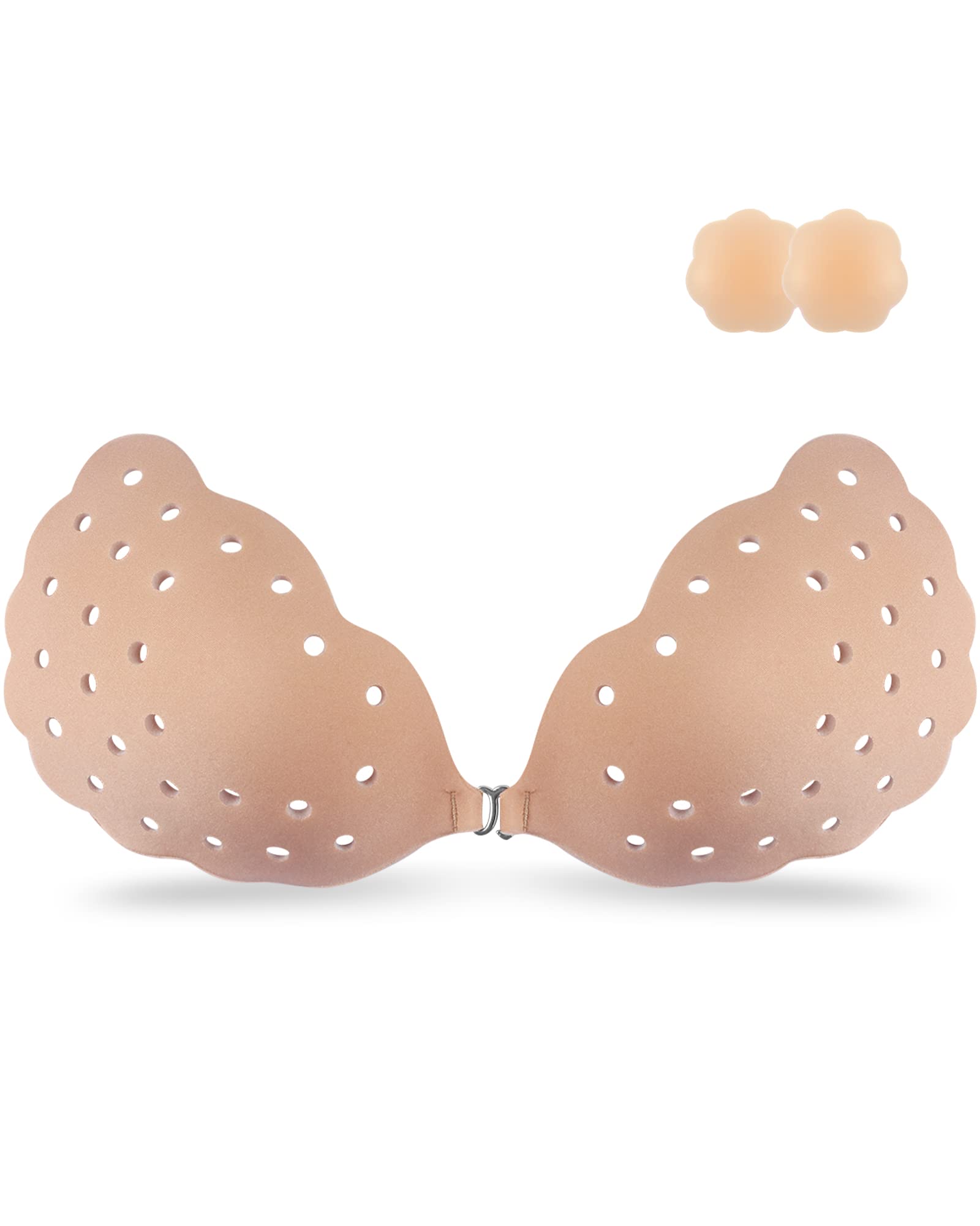 Niidor Sticky Bra, Breathable Strapless Bra Adhesive Push Up Backless Bras for Womenï¼ˆNude-Aï¼‰