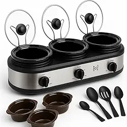 Rechaud Elétrico Cozinha Lento Triplo Buffet Slow Cooker Inox 220v