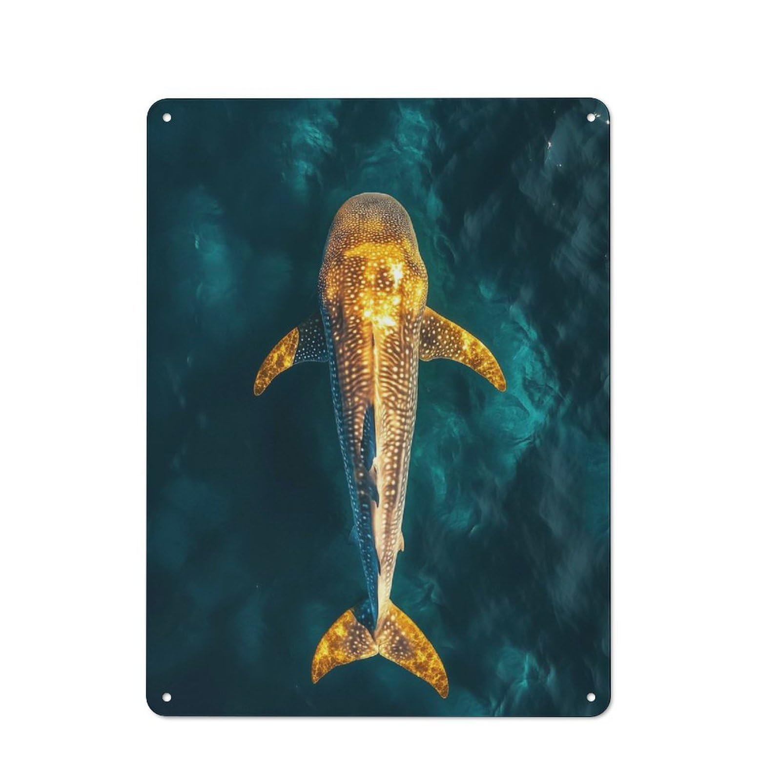 Junmoney Whale Shark In Ocean Metal Wall Sign 40X30cm Featuring For Pub Or Café, For Pub Decor Enthusiasts, For Retro Home Interiors