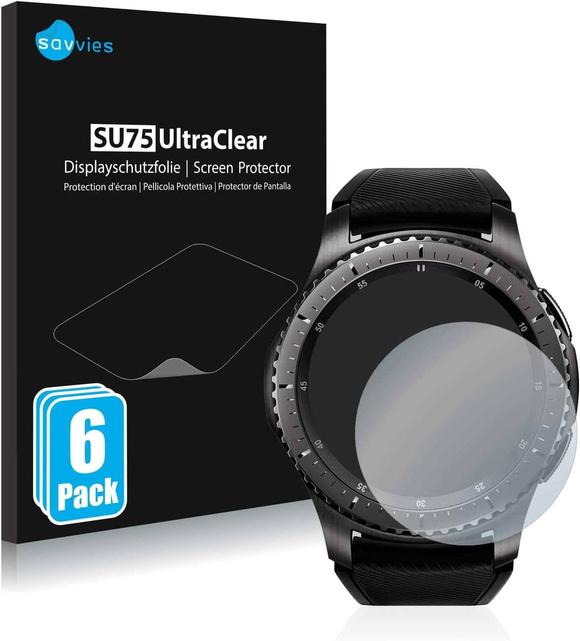 savvies Protector Pantalla Compatible con Samsung Gear S3 Frontier / S3 Classic (6 Unidades) Película Ultra Transparente