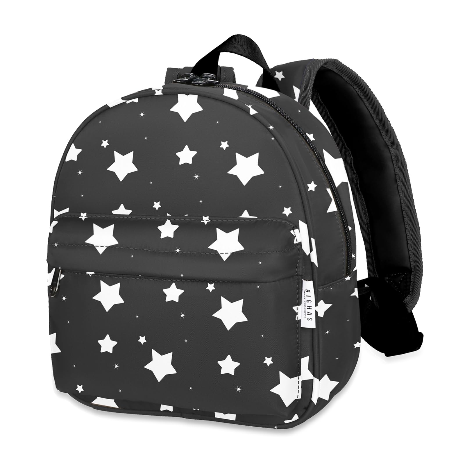 BIGHAS Lightweight Toddler Kids Backpack with Chest Strap For Boys and Girls, Preschool Kindergarten 3-6 Years Old 30 Colors (Star/Black)