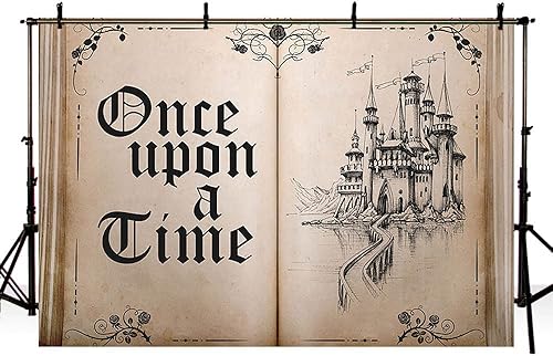 Miniatura 3 de Telón de fondo de libros de cuentos de hadas de 7 x 5 pies, libro de apertura antigua, decoración de fiesta, castillo antiguo, princesa, boda,