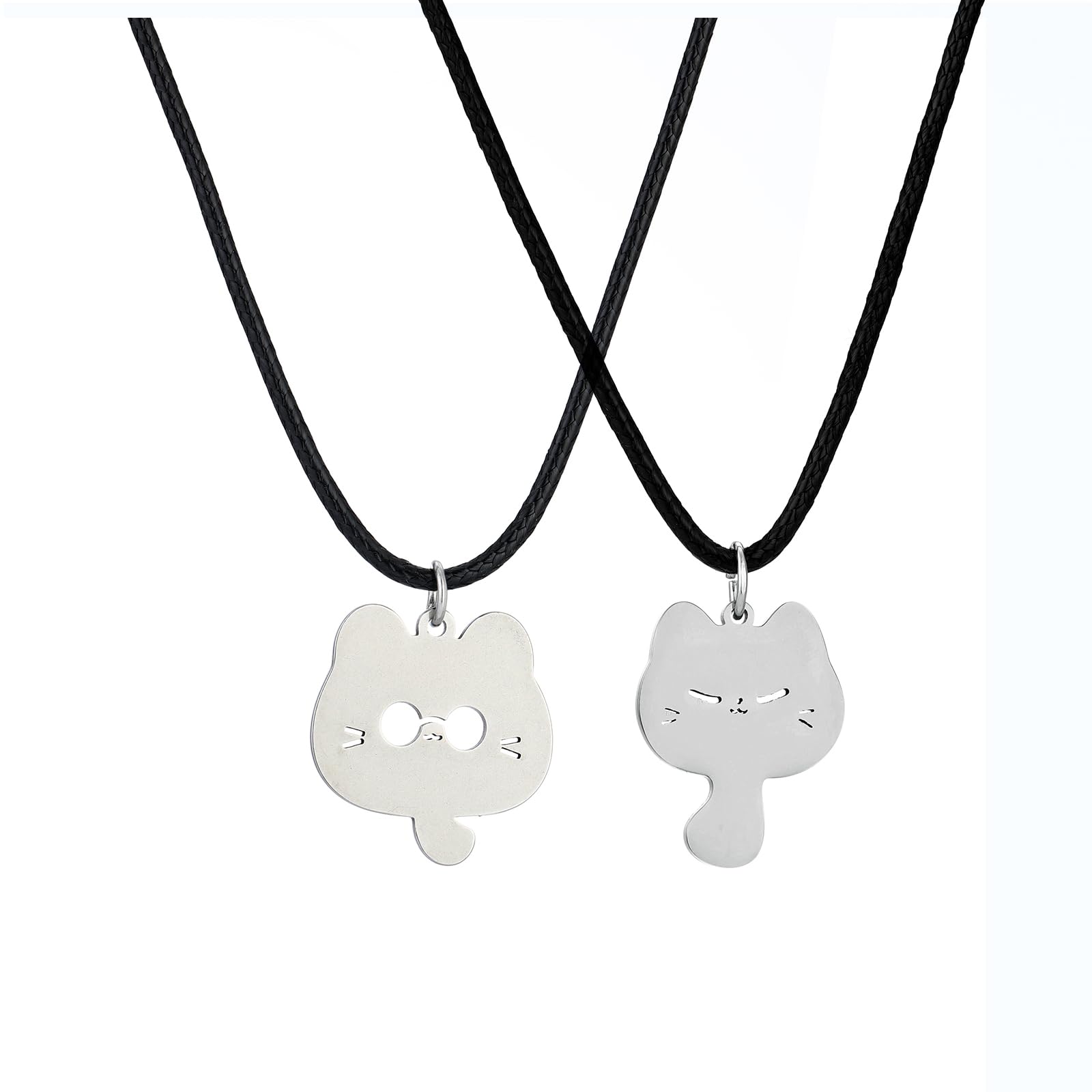 XLMCWT JJK Anime Necklace Cute Geto Gojo Inspired Necklace Jujutsu Stainless Steel Kaisen Cat Couple Friendship Necklace 2pc