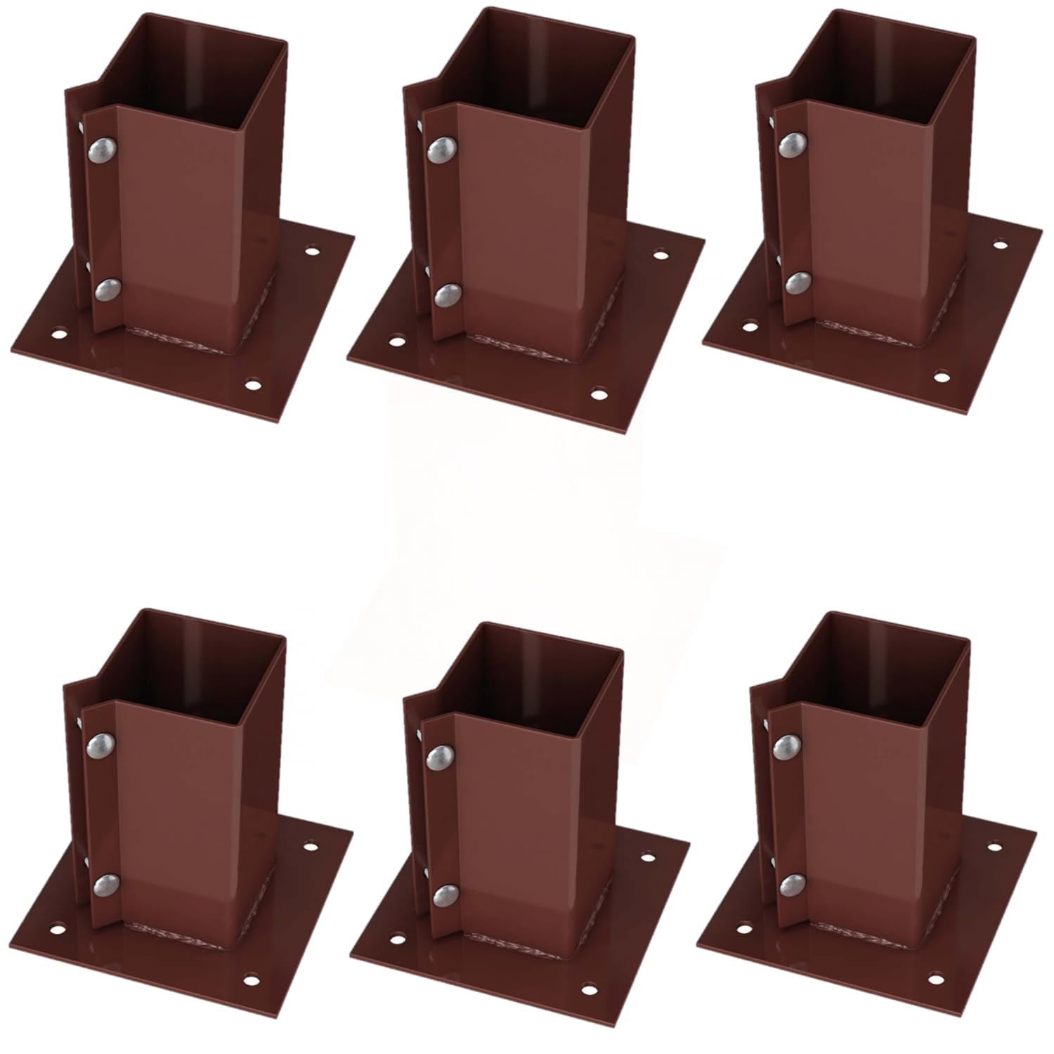 Silver Star® Heavy Duty Steel Bolt Down Fence Post Holder/Support Base (6 Pack (100x100mm))