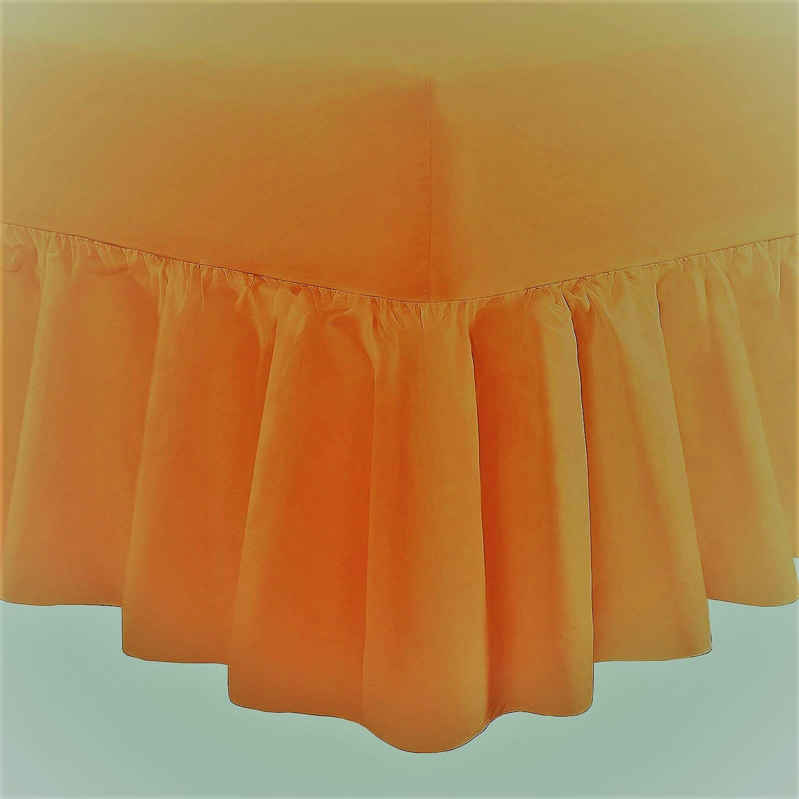 Select-ed® Luxury Poly Cotton Frilled Platform Base Valance Sheets OR Pillow Cases Available (Ochre/Mustard, Double)