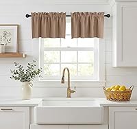 Vista 9 de NICETOWN Cortinas elegantes con caída de cascada para dormitorio, cortinas con jareta para barra estilo granja para sala de estar, cortinas rústicas