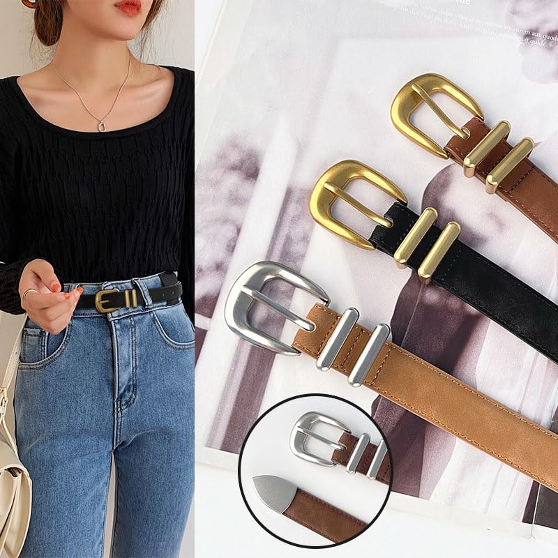 Womens Belts for Jeans Dresses Ladies Leather Waist Belt with Silver Buckle2