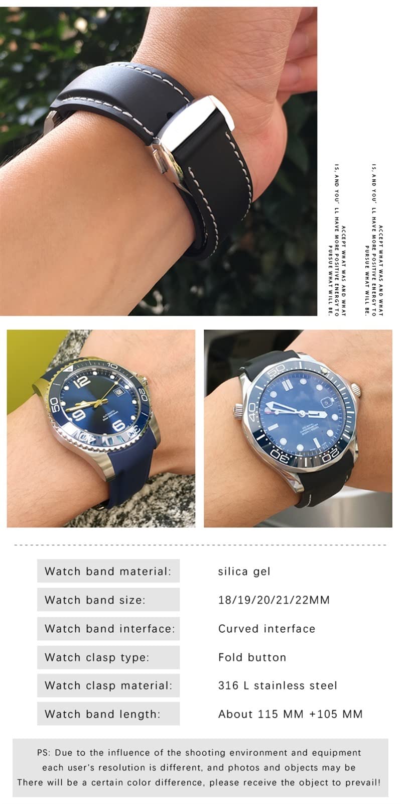 JDIME Gumowy silikonowy pasek do zegarka Omega Seamaster GMT Diver 300 Speedmaster Hamilton 19mm 20mm 21mm 22mm Koraja zegarka