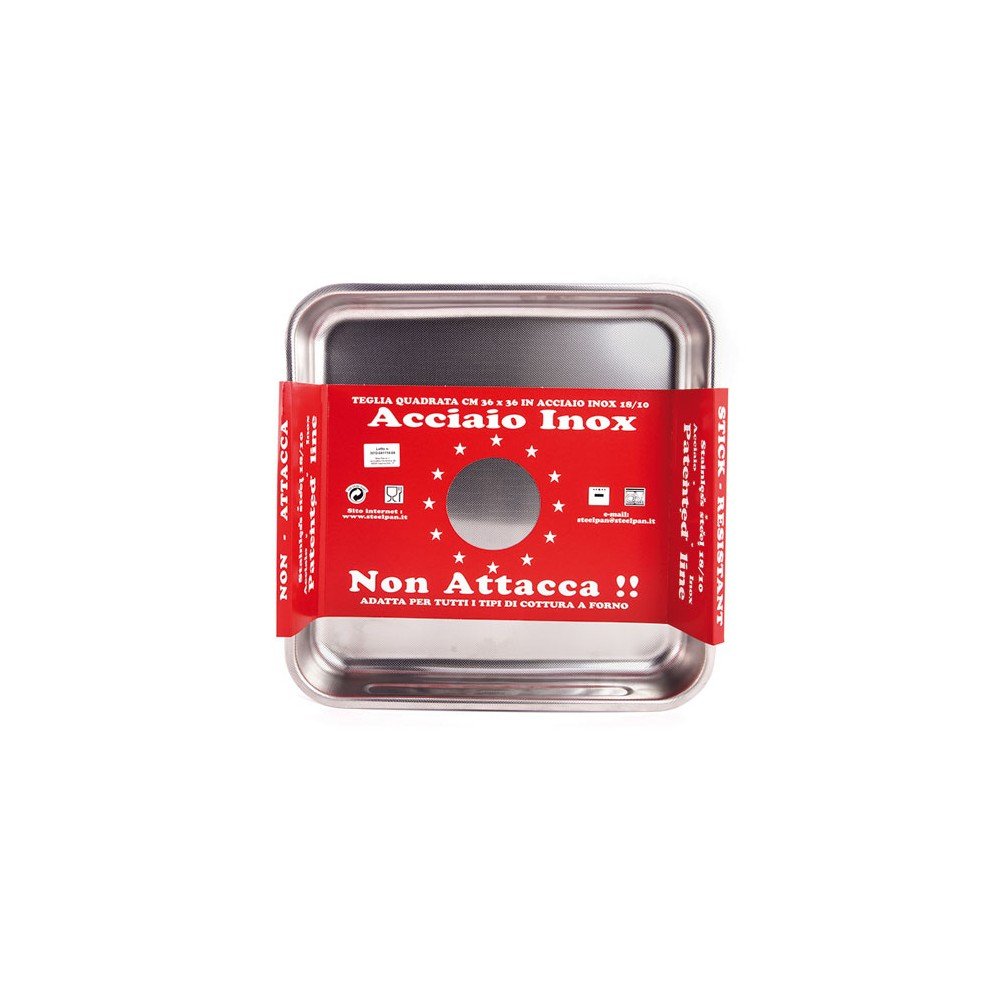 Teglia quadrata alta antiaderente in acciaio inox 36x36 - 4