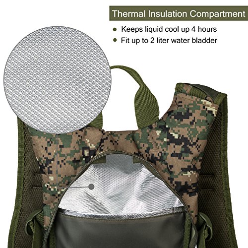 Gelindo Military Tactical Hydration Backpack with 2L Water Bladder Light Weight, MOLLE Tactical Assault Pack for Hiking Biking Running Walking Climbing Outdoor Travel(ACU-Green) - Thumbnail 7