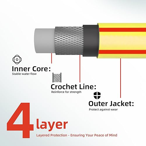 Miniatura 2 de Solution4Patio Homes Garden - Manguera corta de 34 pulgadas x 5 pies, manguera de plomo amarilla machohembra de alta presión de agua para