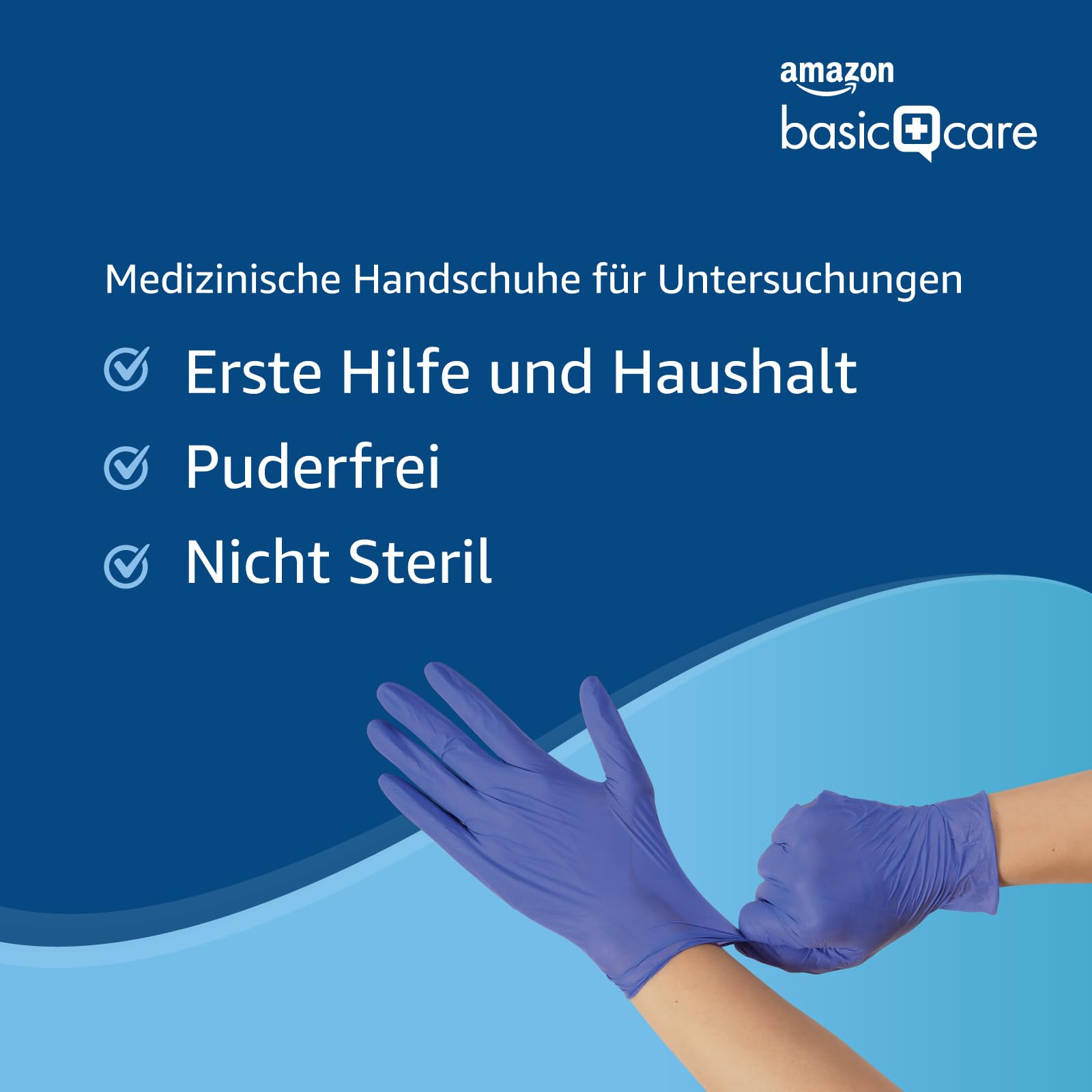 by Amazon Blaue Einweghandschuhe aus Nitril, Puderfrei, Latexfrei, Größe M, 100 Stück Baumarkt