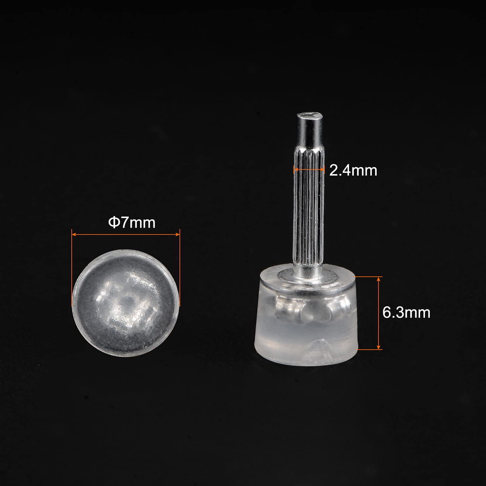 HARFINGTON 3 Pairs TPU High Heel Tips Shoes Replacement Tap Caps for Women High Heel Shoes 2.4mm Pin, 7mm Round Shape Heel Repair Caps, Transparent