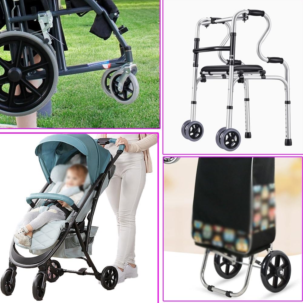 2 pz 6" 7" 8" Ruote Anteriori Ricambio Antiscivolo Pneumatico Solido Ruota del Carrello Antiscivolo Resistente all'Usura Accessori per Carrozzina Disabili(Gray,8in/19cm)
