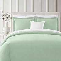 Vista 1 de Mellanni Juego de funda de edredón 100% algodón orgánico tamaño King: 2 fundas de almohada y 1 funda de edredón con cierre de botón y lazos