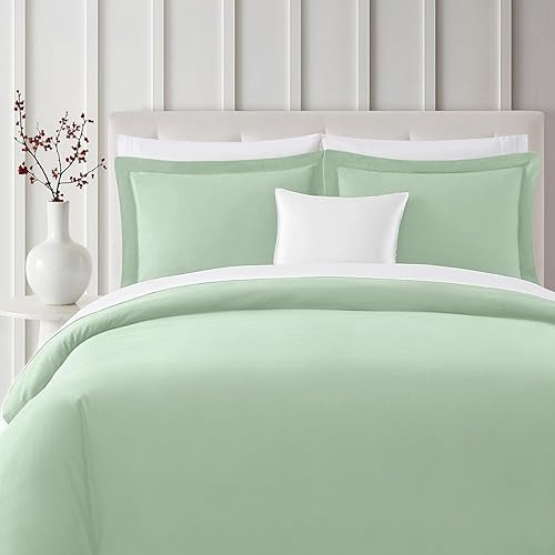 Mellanni Juego de funda de edredón 100% algodón orgánico tamaño King: 2 fundas de almohada y 1 funda de edredón con cierre de botón y lazos en las