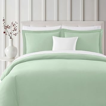 Mellanni Duvet Cover Flannel Set - Soft 100% Organic Cotton Bedding Sets & Collections - Button Closure & Corner Ties King, Sage