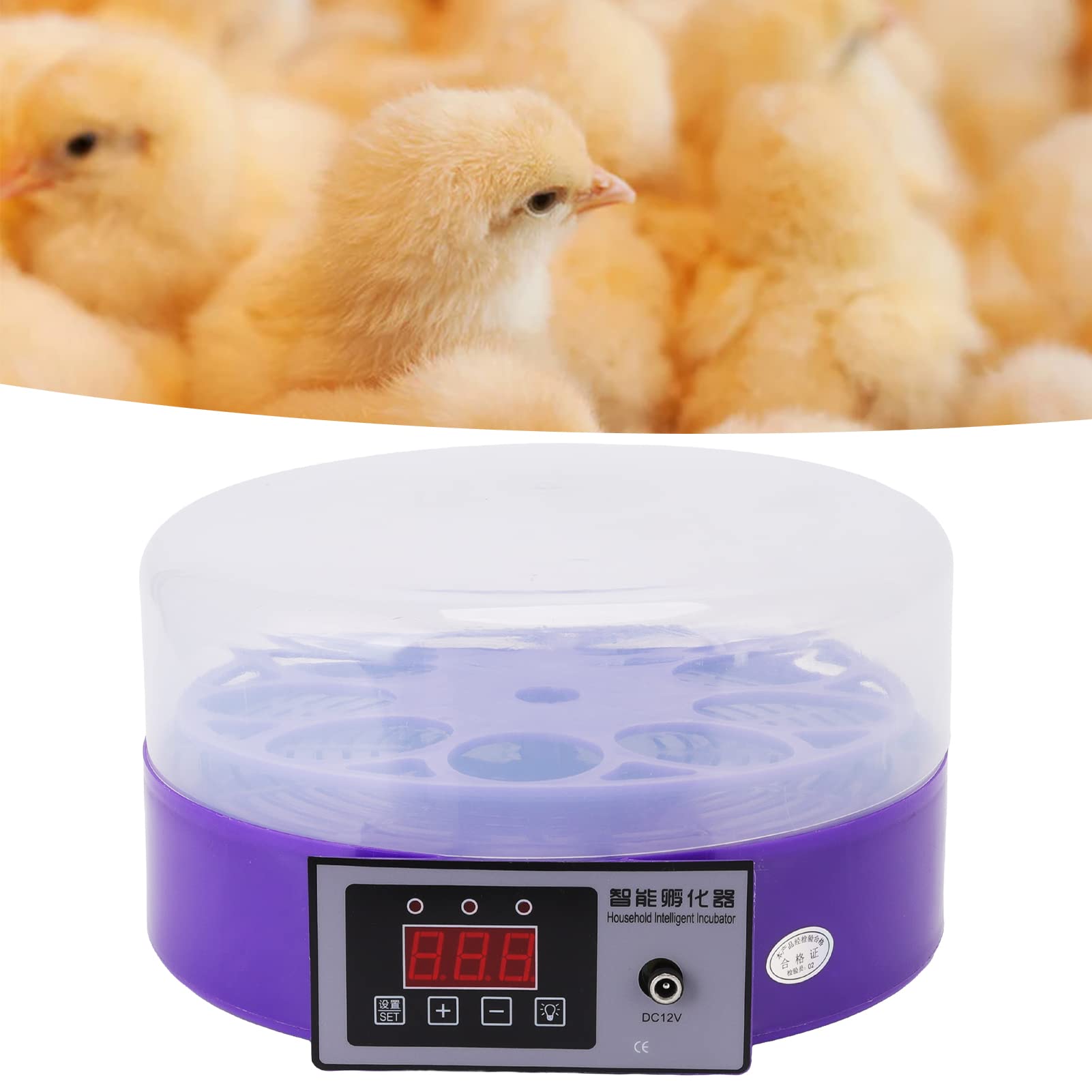 Gavigain 110?240V Automatic Egg Incubator,DC12V Smart Egg Incubator,9PCS Capacity Automatic Temperature Control Smart Poultry for Chicken Ducks Birds(US Plug)