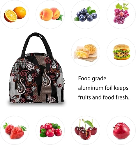 Miniatura 7 de Patched Paisley Lunch Bag Insulated Lunch Box for Men Women Lunch Tote Bag Leakproof Meal Prep Bag Cute Lunchbag Lunchbox Ethnic Lunch Bags for Work
