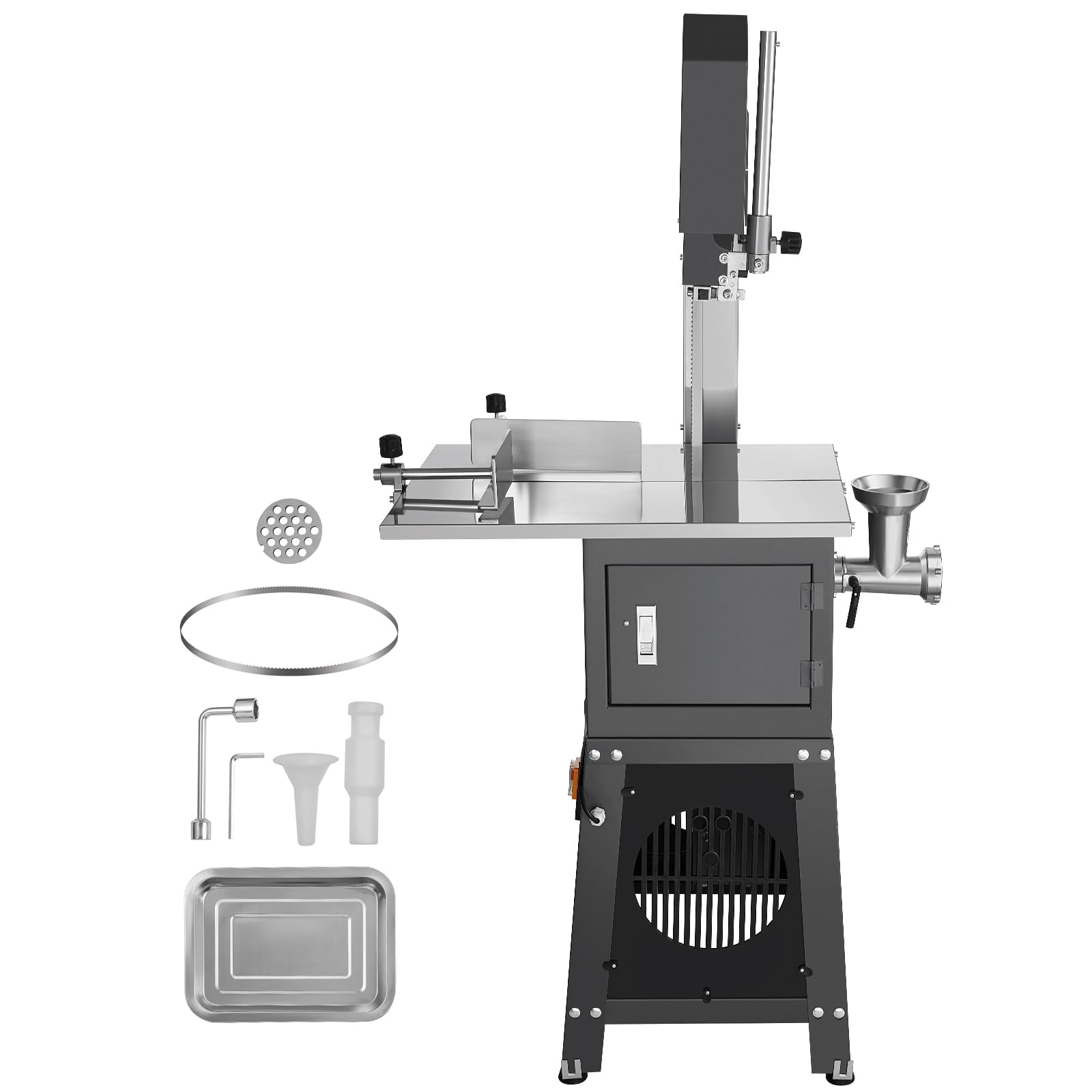 VEVOR Kommerzielle elektrische Fleischbandsäge, 850 W vertikale Knochensäge, 380 x 485 mm Werkbank, Knochenschneidemaschine, Gefrierfleischschneider mit Klinge für Rippchen, Schweinefleisch