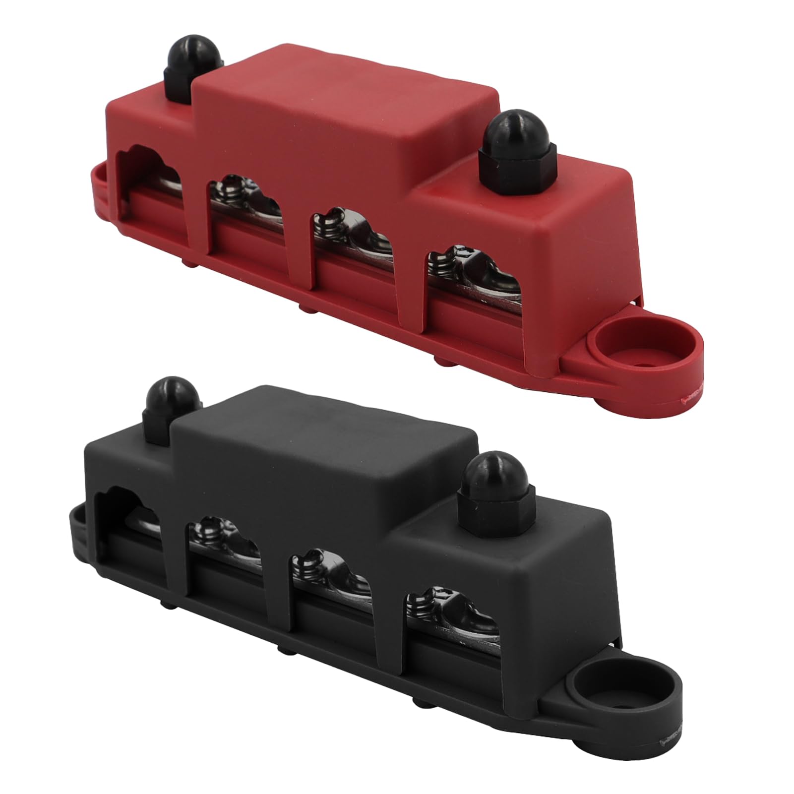 Lot de 2 barres de distribution 12 V-48 V CC Busbar Bloc de distribution 250 A, 4 boîtes BusBar M8, boulons de bornage, module haute performance, bloc de distribution pour voiture, camping-car,
