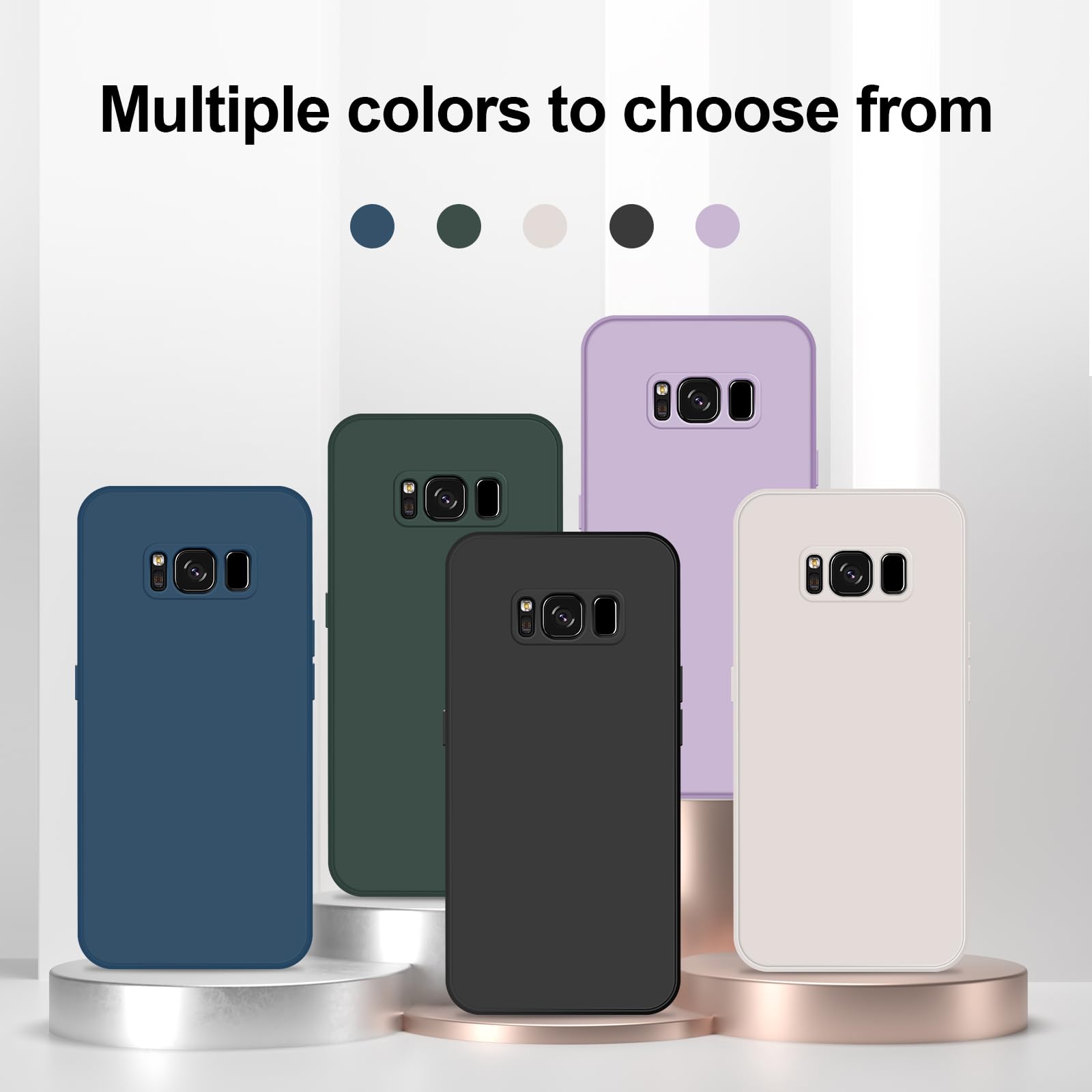 GiiYoon Case Compatible with Samsung Galaxy S8, Silky-Soft Touch Full-Body Protective Phone Silicone Case, Shockproof Cover with Microfiber Lining, Blue — view 9