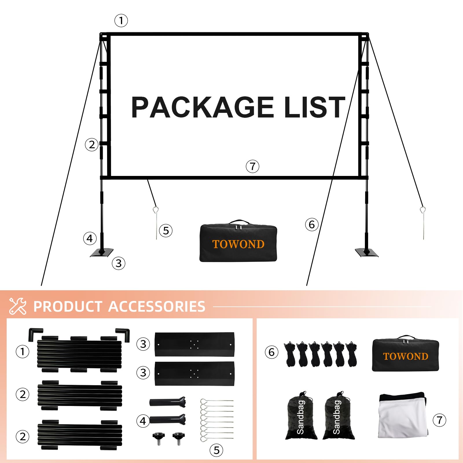 Aazon.co: TOWOND Projector Screen 100 Inch Projection Screen Indoor - View #10