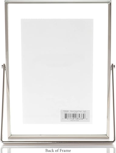 Miniatura 5 de Lawrence Frames Marco de fotos flotante con caballete de metal, 4 x 6, color plateado