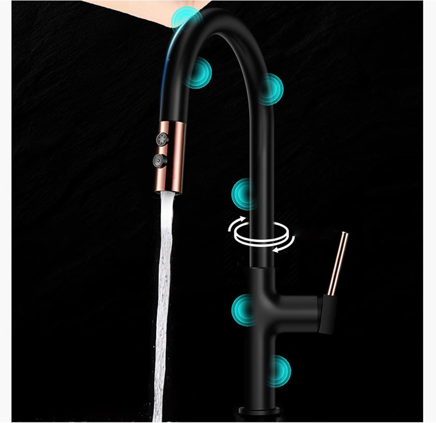 Tub Taps Kitchen Tap, Touch Faucets Black Rose Gold Sink Faucet Dual Function Faucet for Sink