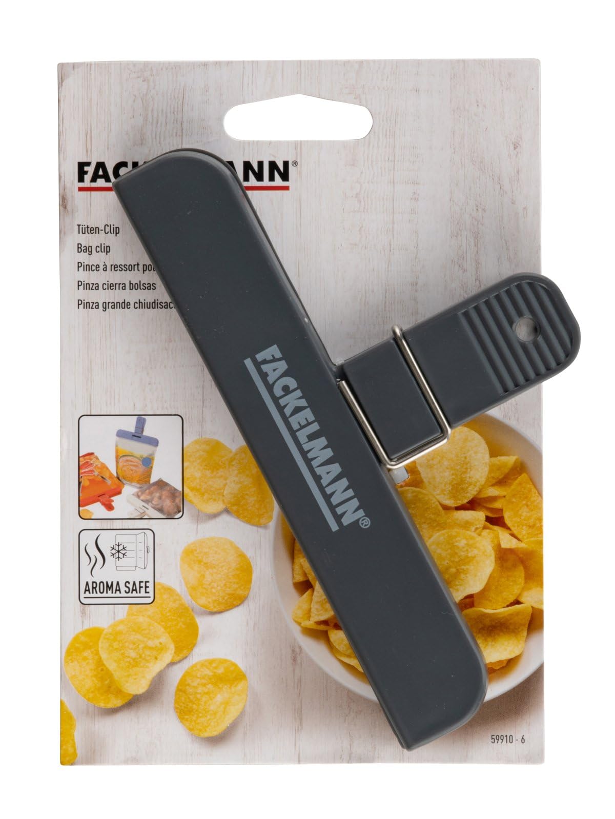 Fackelmann Pinza Cierra Bolsas Roja 15x8,7x2,5cm, Poliestireno. 1 ud.