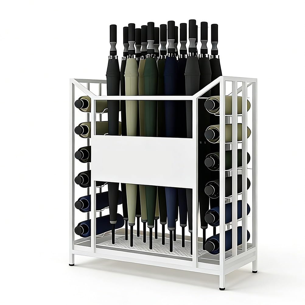 WXPGFEQ Commercial Metal Umbrella Stand, Multipurpose Umbrella Shelf with Drip Tray, Corridors Entrance Umbrella Basket for Hotel, School, Cafes