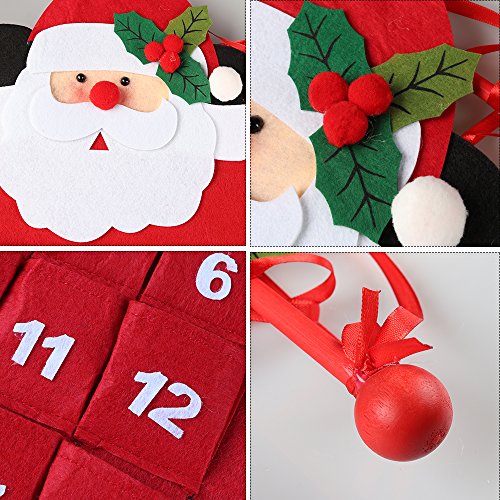 D-FantiX 3D Santa a Tissu Le Calendriers de l'Avent, Compte À Rebours pour Les Calendriers pour Noël, Décorer la Maison, Rouge et Blanc – Image 6