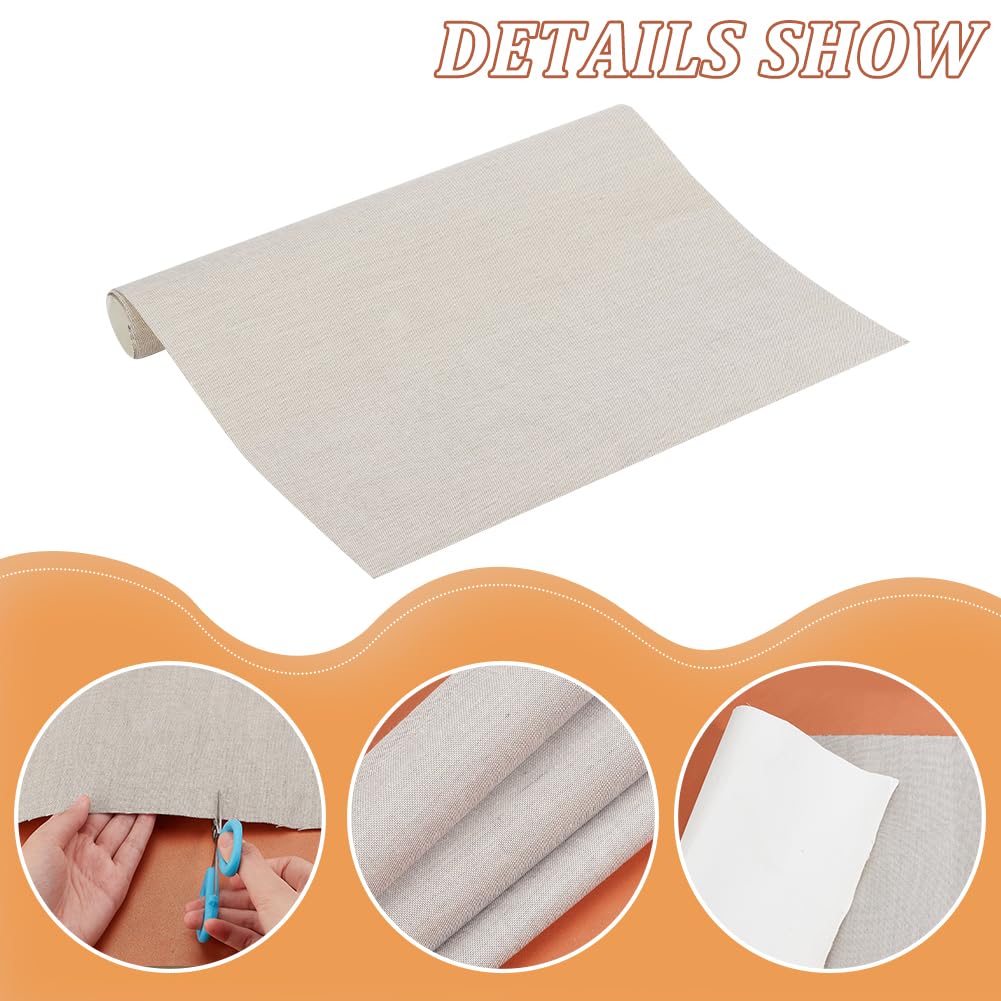 BENECREAT Panno per Rilegatura Libri 75x40 cm, Lino Naturale con Supporto Carta per Copertine Album Scrapbooking