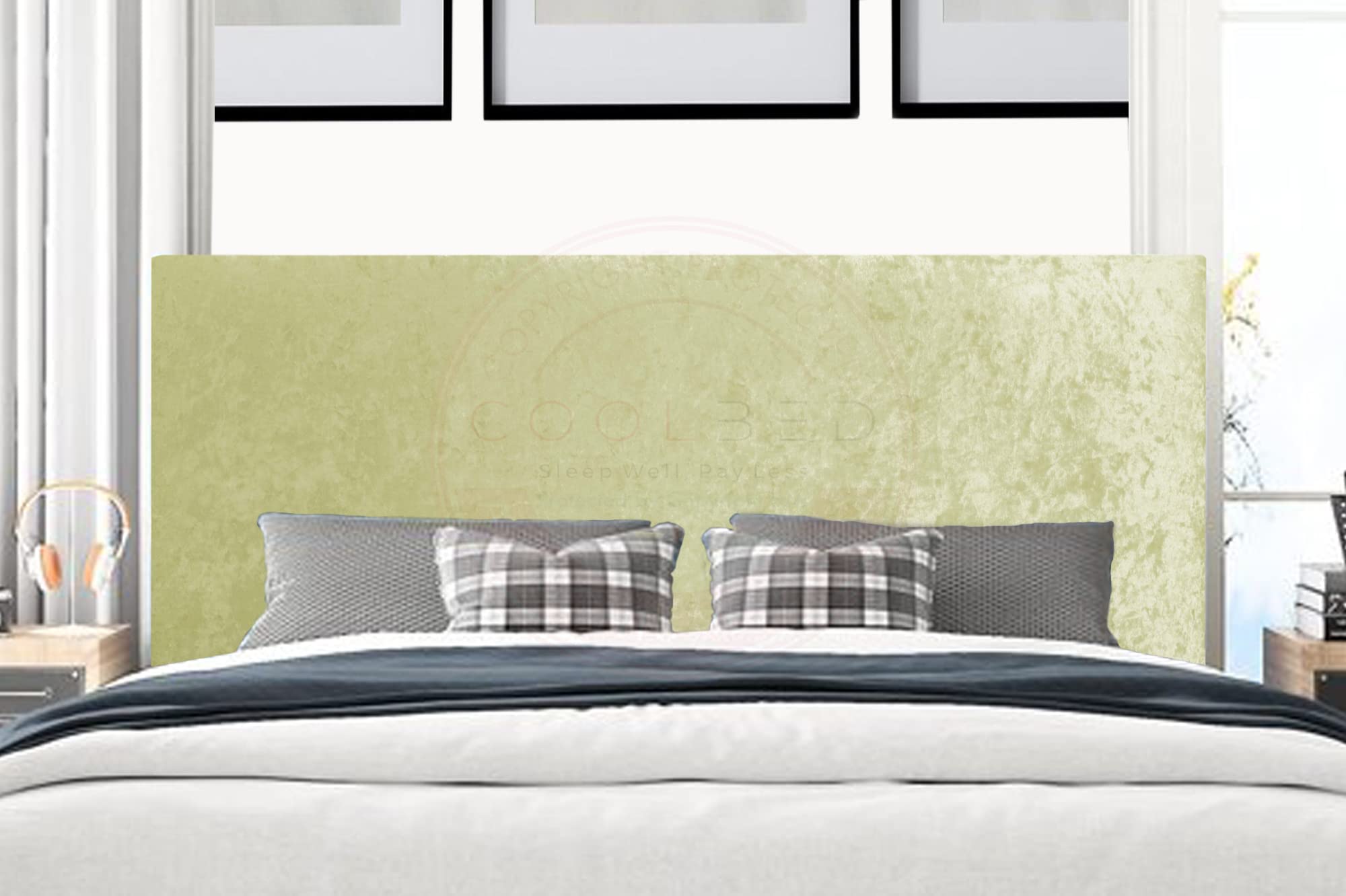 Crushed Velvet Plain Divan Bed Headboards 20” or 24” Height Upholstered Headboard (Super King (6') - 24" (H), Cream Crushed)