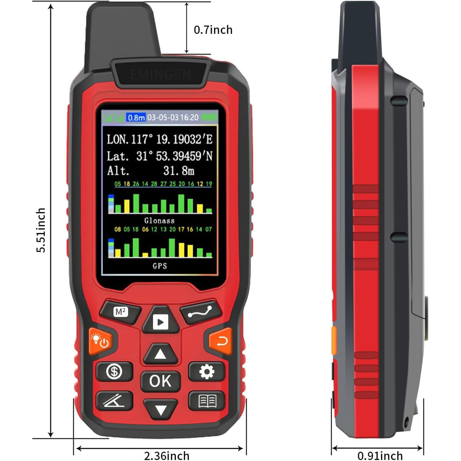 Medidor digital de mano para sondeo de tierra, pantalla GPS de longitud de área con transmisión de voz, ideal para aplicaciones de topografía en bosques, tierras agrícolas, montañas y al aire libre
