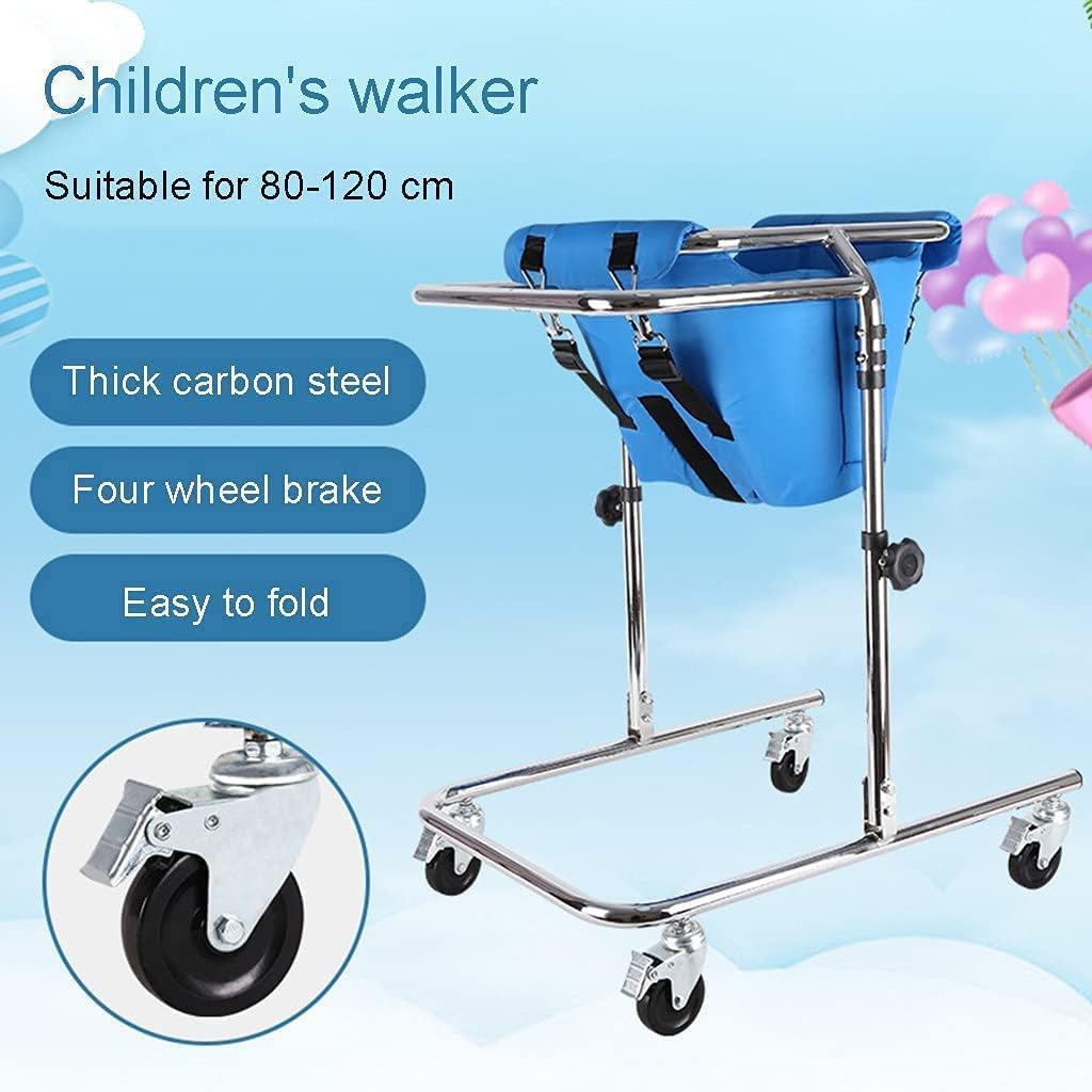 Andador ajustable con ruedas para niños con parálisis cerebral, marco de rehabilitación, ayuda para caminar, se adapta a altura de 31 a 47 pulgadas