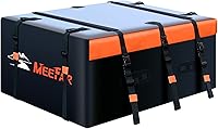 MeeFar 21 Cu Ft Waterproof Rooftop Cargo Carrier Bag - Fits Cars & SUVs with/Without Rack, Anti-Slip Mat, 10 Straps, Door Hooks, Lock