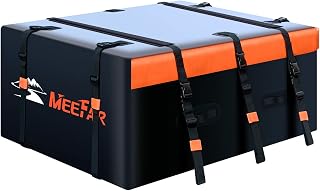 MeeFar 21 Cu Ft Waterproof Rooftop Cargo Carrier Bag - Fits Cars & SUVs with/Without Rack, Anti-Slip Mat, 10 Straps, Door Hooks, Lock