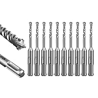Vista 10 de SALI 10 brocas de martillo giratorio SDS Plus de 1/2 x 6 pulgadas, kit de broca para hormigón, material de carburo de doble rosca de tipo cruzado