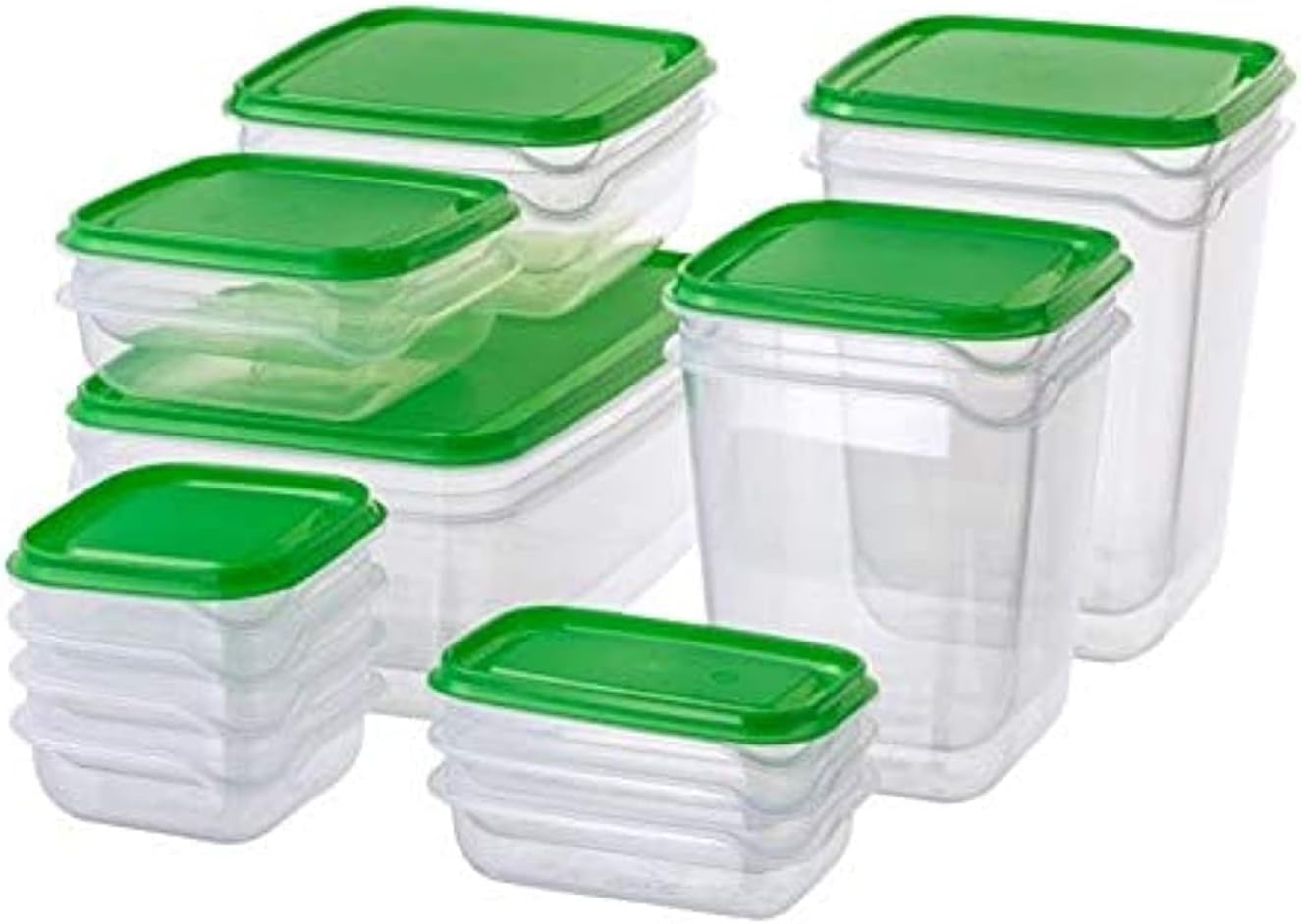 IKEA A good set of basic food containers for everything from cold cuts, cheese etc. to leftovers and individual food portions. Transparent/green set of 17
