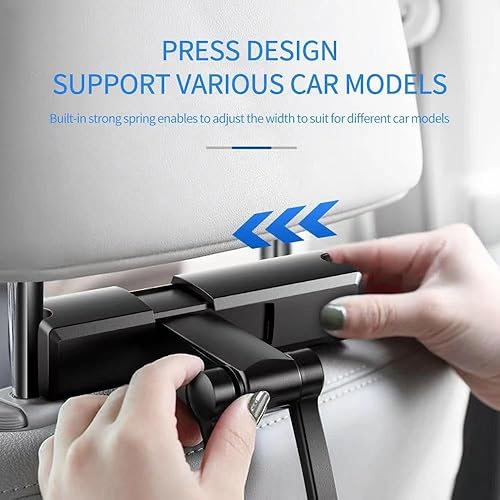 Miniatura 3 de Soporte universal para teléfono de automóvil de aleación de aluminio, soporte ajustable para tablet estilo asiento trasero, compatible con iPad