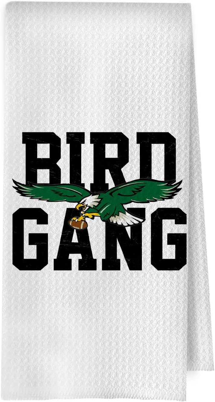 Football Gifts Kitchen Towels - God Birds Decorative Waffle Weave Dish Towels, Football Gifts for Women Hand Towel, God Birds Tea Towel, 16x24 Inch- Dark Green