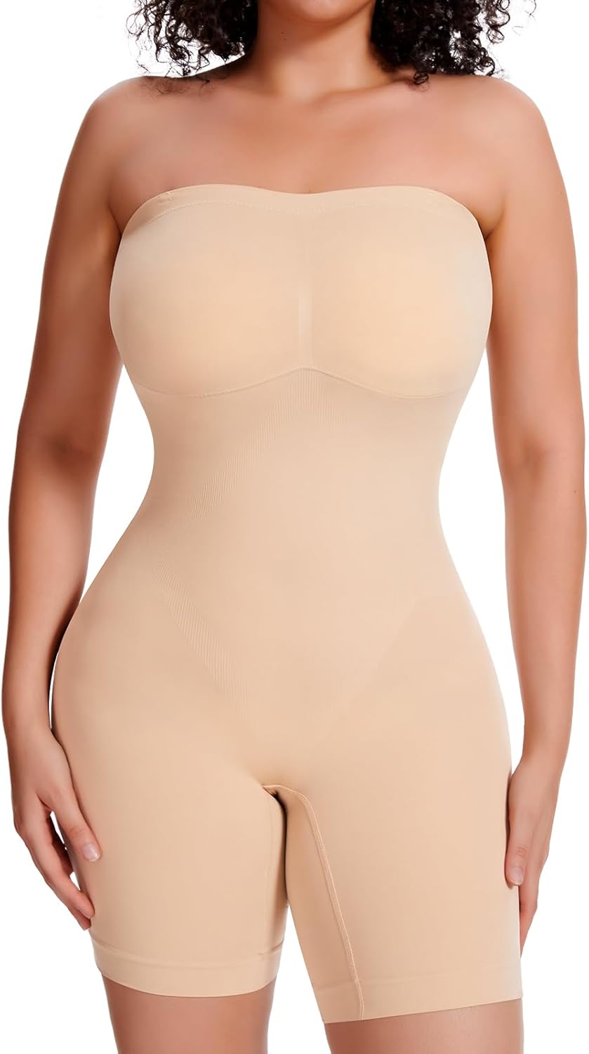 JOYSHAPER Strapless Shapewear Bodysuit with Built in Bra Tummy Control Slimming Body Shaper for Women Butt Lifter