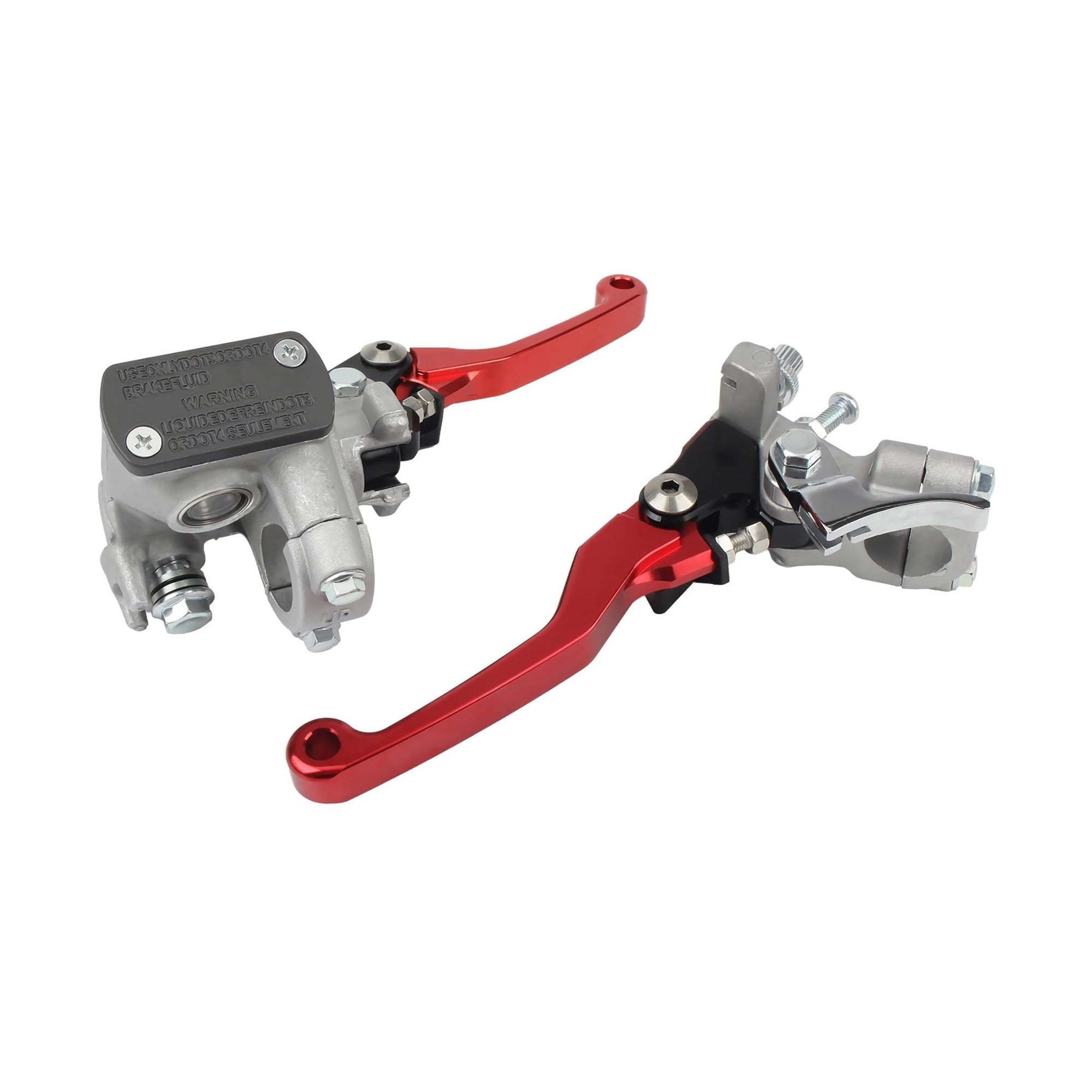 HONGSHIZI Handlebar Brake Clutch Lever Universal Motorcycle Clutch Brake Lever Pump Master Cylinder Reservoir Brake Lever(Red)
