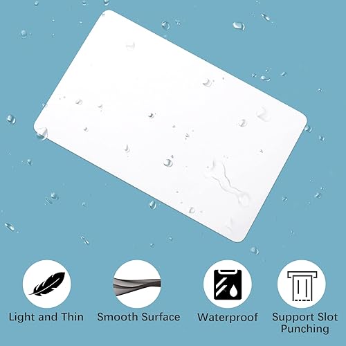 Miniatura 3 de 100 Pack Premium Blank PVC Cards, CAETOUNG CR80 30 Mil Graphic Quality White Plastic Cards for Photo ID Badge Printers paquete de 100