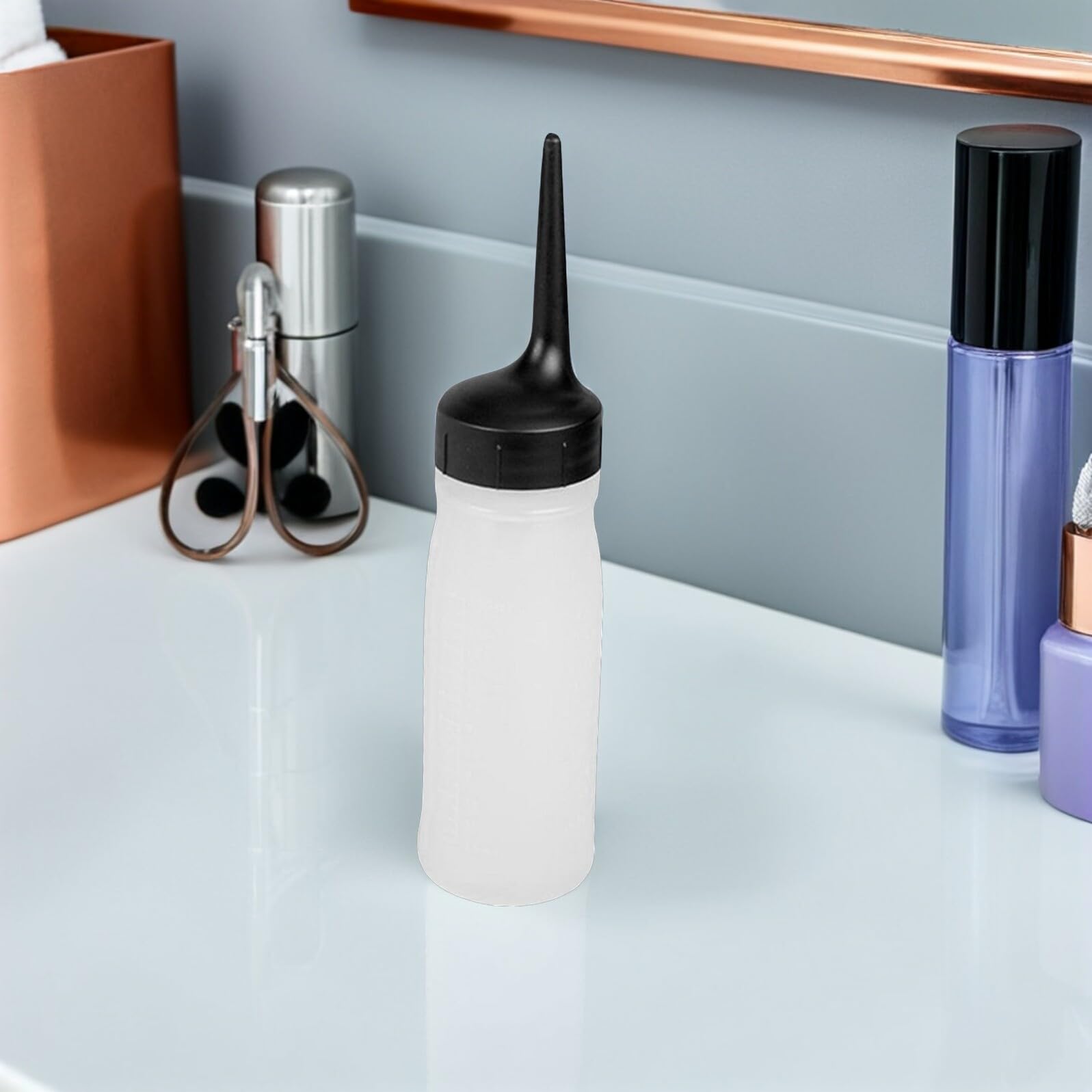 3piezas Botellas Aplicadoras De Tinte Cabello Recargables Punta Ángulo y Escala Graduada Exprimibles Para Salón y Tratamientos Profesionales De Peluquería