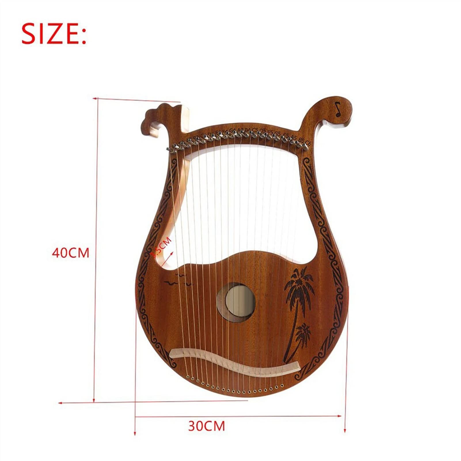 harfa liryczna, 19 Strunowa Lira Harfa Drewniany Mahoń Instrument Muzyczny Z Kluczem Strojeniowym Instrumenty Harfowe