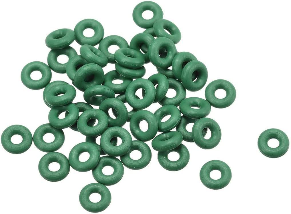 O-ringi Uszczelka gumowy pierścień, O-ringi z gumy fluorowej, 6mm OD 2.2mm ID 1.9mm Width Uszczelka FKM do hydrauliki maszyn samochodowych, zielony, opakowanie 50 szt. (Juntas tóricas de goma de flúor