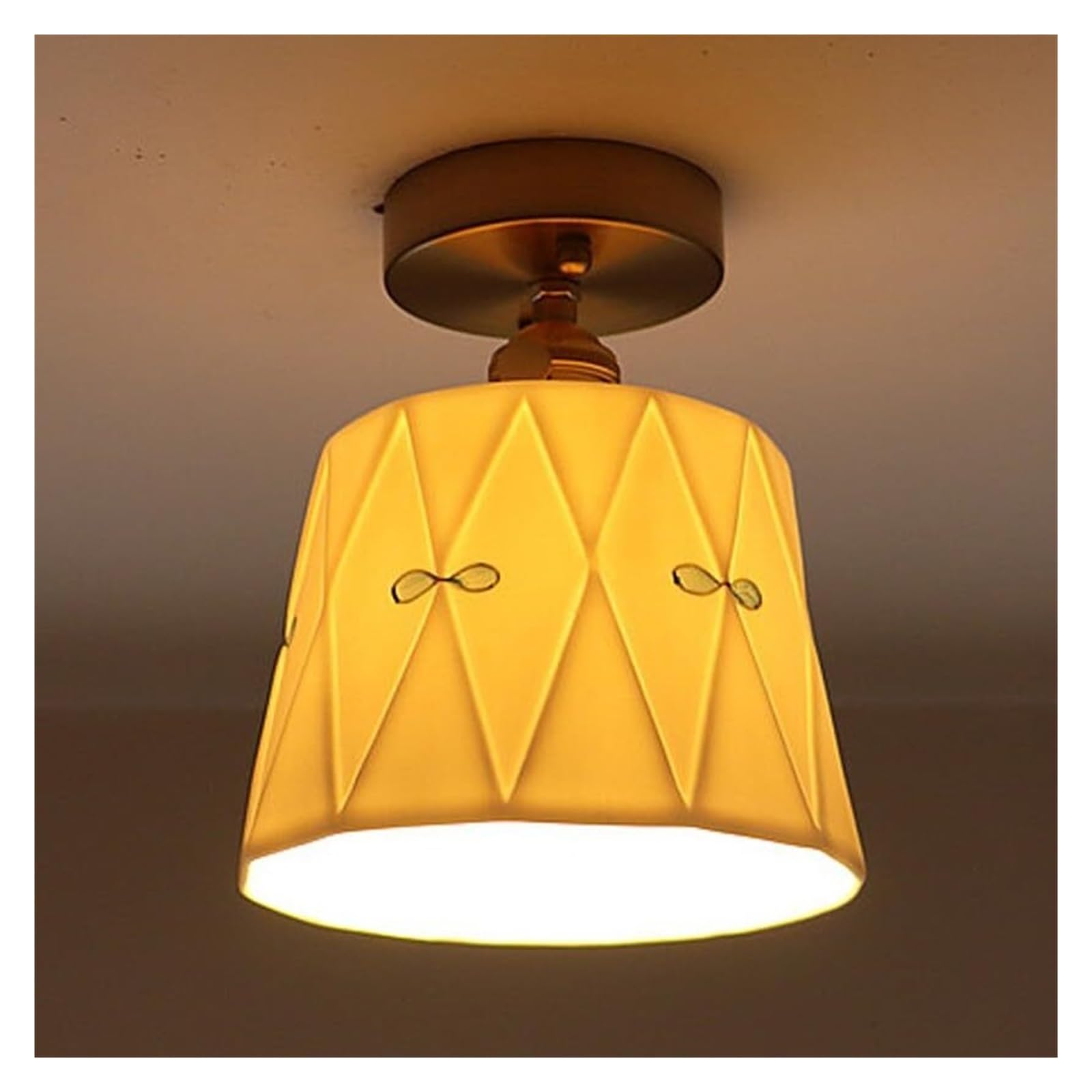 ITOSUI White Glass Mid Century Modern Ceiling Light Vintage Gold Hallway Semi Flush Mount Ceiling Light Farmhouse Milk Glass Close to Light Fixtures for Porch Corridor Entryway Foyer Bathroom(A)